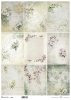Seria Flower Post - White, Kwiatowa Poczta w bieli, miniatury*Series Flower Post - White, Flower Post in white, fruit flowers, forget-me-nots, pansies, lily of the valley, camomile, collage, inscriptions, letters, writing